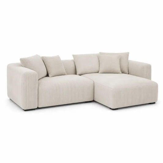 Ecksofa aus Cordstoff Beige 280x180x85 cm