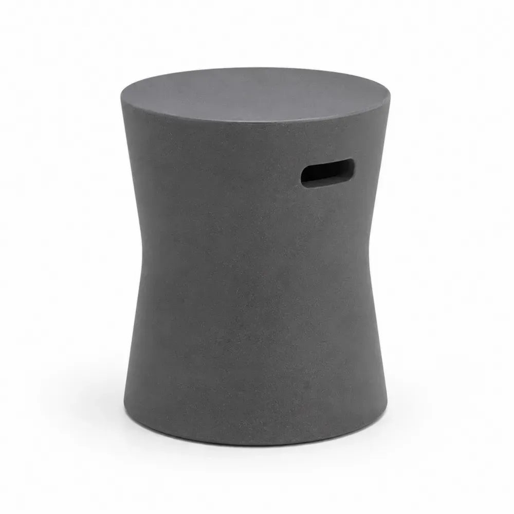 Runder Beistelltisch aus Faserbeton Grau 45x35 cm