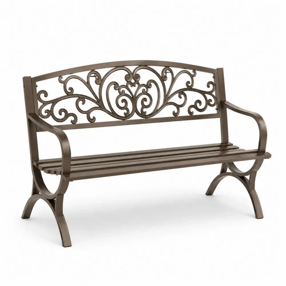 Gartenbank aus Metall Braun 128cm