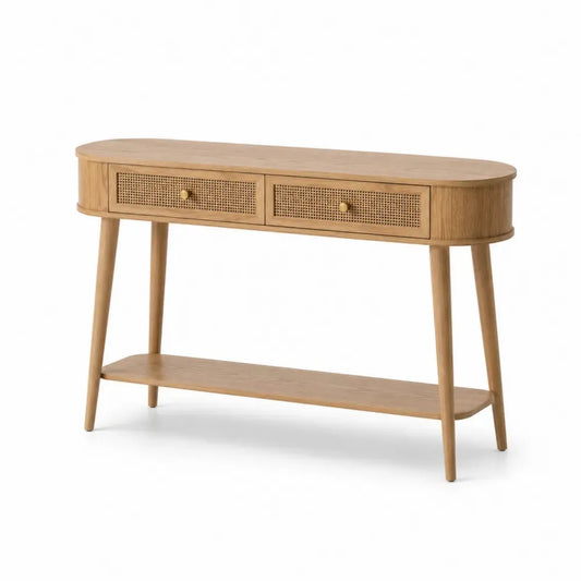 Konsolentisch Eiche Rattan 120 cm