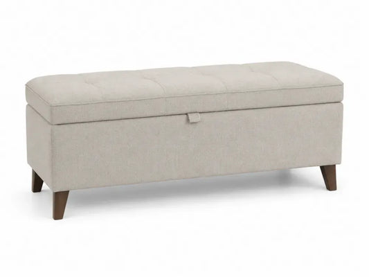 Gepolsterte Bank mit Stauraum Leinen Beige