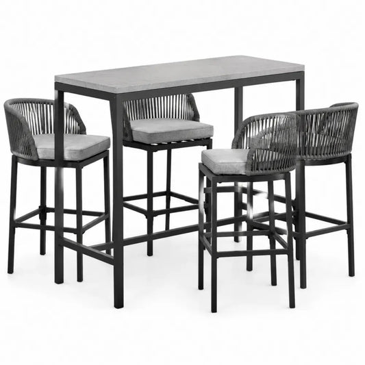 Gartenbar-Set aus Aluminium und Kunststoff in Grau