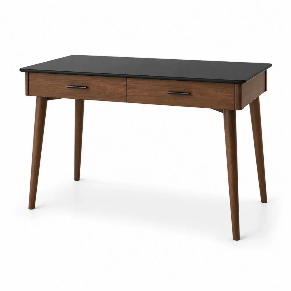 Schreibtisch mit 2 Schubladen aus Walnussholz und MDF, 120 cm