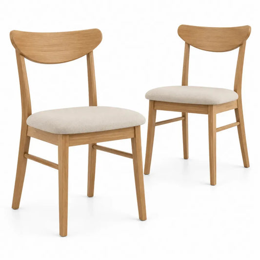 Set aus 2 Esszimmerstühlen aus Holz mit Stoffbezug
