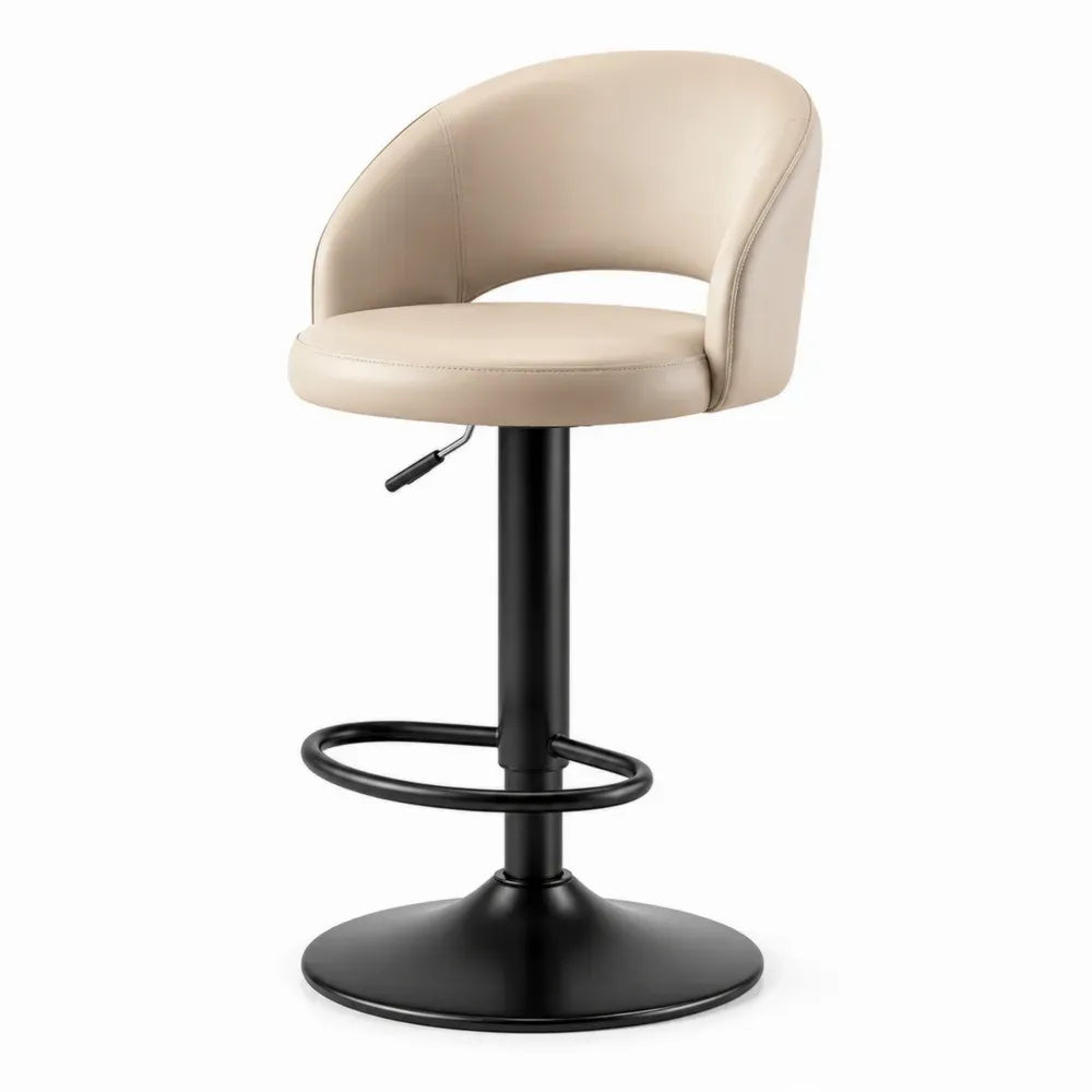 Drehbarer Barhocker Leder Creme Metallfuß