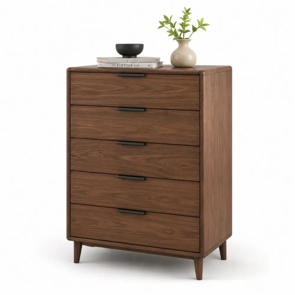 Walnuss Kommode mit 5 Schubladen 90x60x40cm