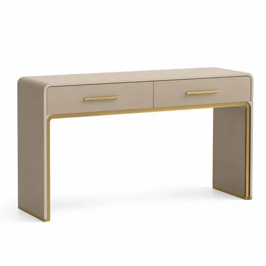 Konsolentisch Beige Rechteckig MDF mit Metallakzenten