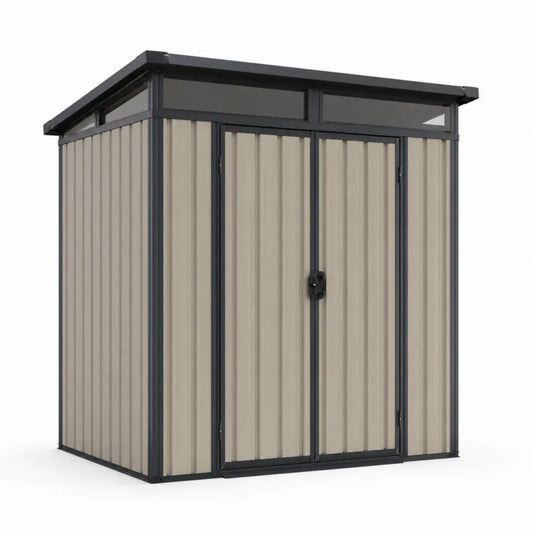 Metall-Gartenschuppen mit Flachdach Beige 180x130x200cm