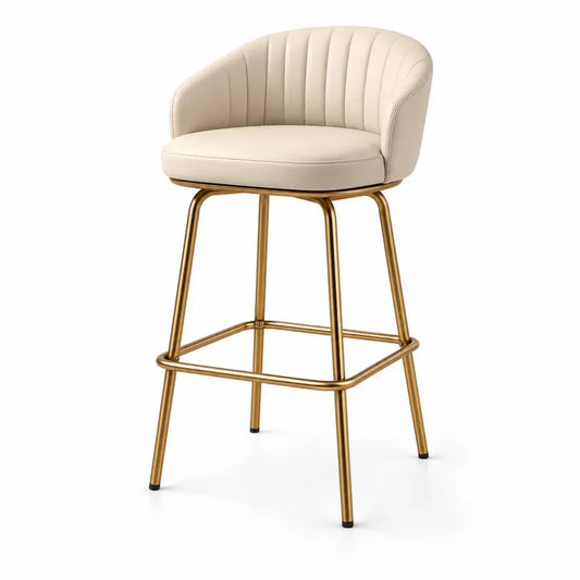 Barhocker Creme PU-Leder Goldmetallgestell 100 cm