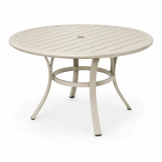 Runder Aluminium-Gartentisch in Beige Ø 120 cm